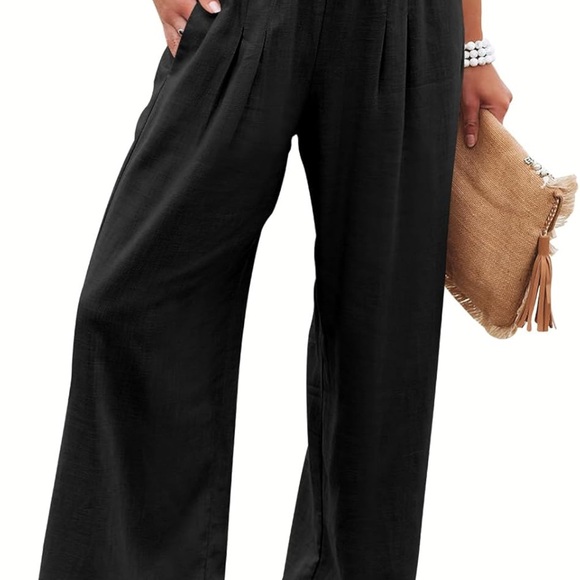 Pants - Elegant Black Women's Wide-Leg Pants Boho Chic New